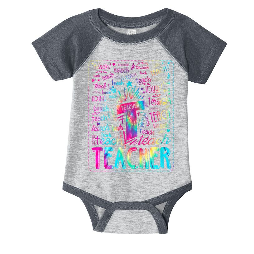 Tie Dye Teacher Typography Word Art Infant Baby Jersey Bodysuit