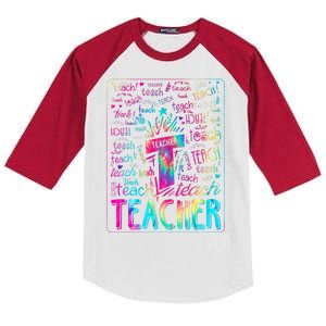 Tie Dye Teacher Typography Word Art Kids Colorblock Raglan Jersey