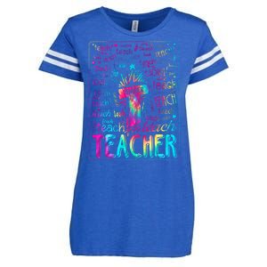 Tie Dye Teacher Typography Word Art Enza Ladies Jersey Football T-Shirt