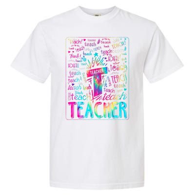 Tie Dye Teacher Typography Word Art Garment-Dyed Heavyweight T-Shirt