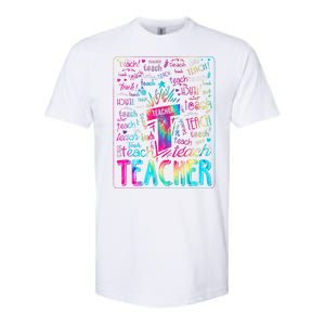 Tie Dye Teacher Typography Word Art Softstyle CVC T-Shirt