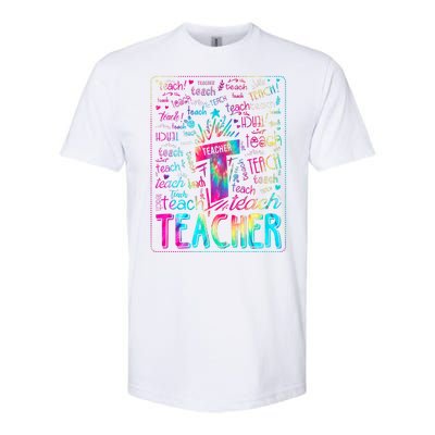 Tie Dye Teacher Typography Word Art Softstyle® CVC T-Shirt