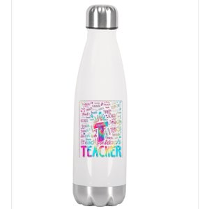 Tie Dye Teacher Typography Word Art Stainless Steel Insulated Water Bottle