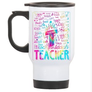 Tie Dye Teacher Typography Word Art Stainless Steel Travel Mug