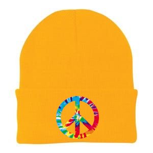 Tie Dye World Peace Sign Knit Cap Winter Beanie