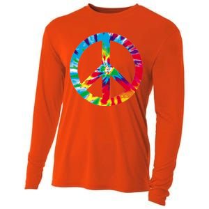 Tie Dye World Peace Sign Cooling Performance Long Sleeve Crew