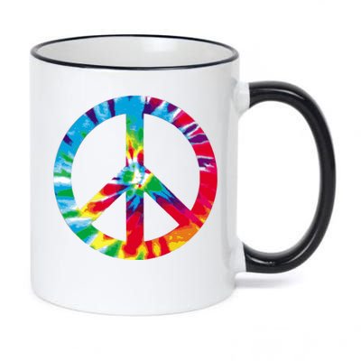 Tie Dye World Peace Sign 11oz Black Color Changing Mug