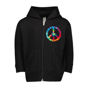 Tie Dye World Peace Sign Toddler Zip Fleece Hoodie