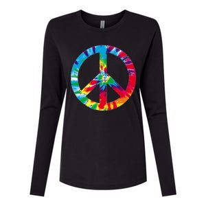 Tie Dye World Peace Sign Womens Cotton Relaxed Long Sleeve T-Shirt