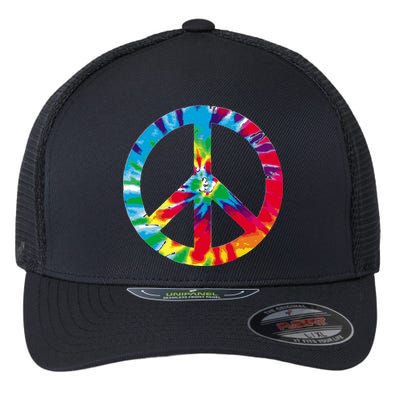 Tie Dye World Peace Sign Flexfit Unipanel Trucker Cap