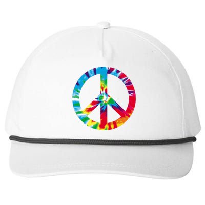 Tie Dye World Peace Sign Snapback Five-Panel Rope Hat