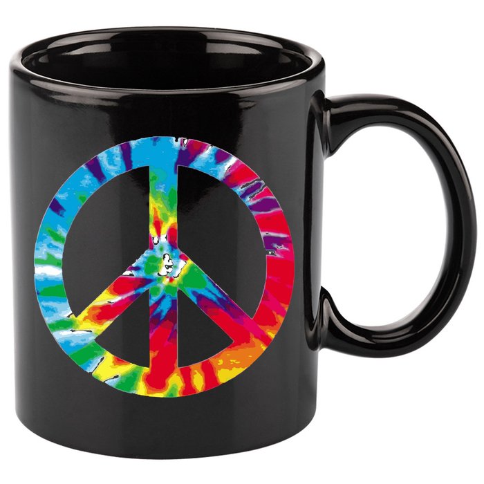 Tie Dye World Peace Sign 11oz C Handle Ceramic Mug