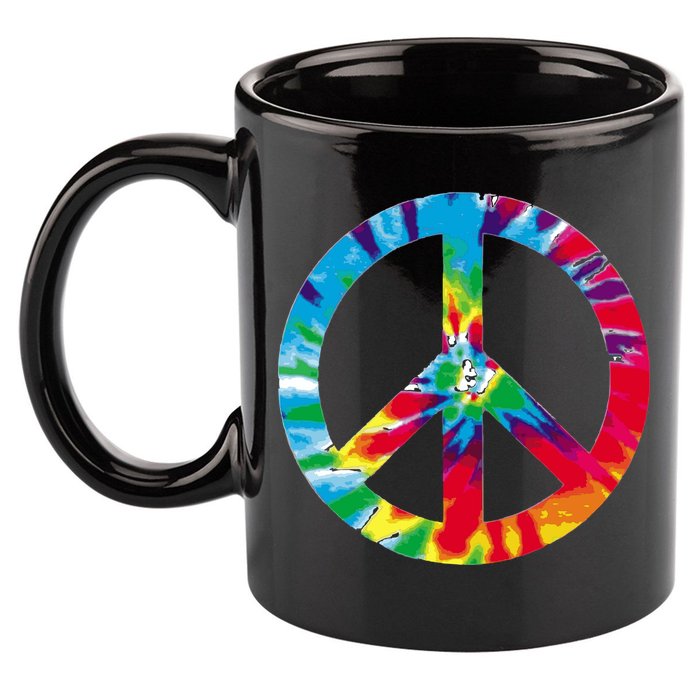 Tie Dye World Peace Sign 11oz C Handle Ceramic Mug