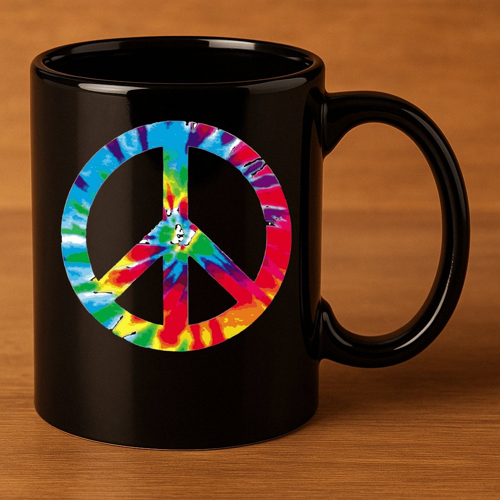 Tie Dye World Peace Sign 11oz C Handle Ceramic Mug