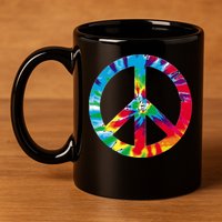 Tie Dye World Peace Sign 11oz C Handle Ceramic Mug
