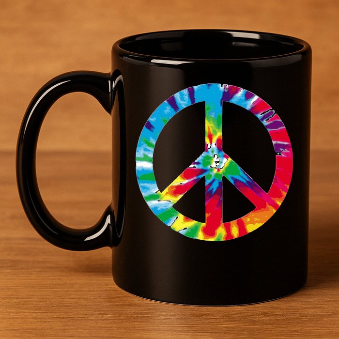 Tie Dye World Peace Sign 11oz C Handle Ceramic Mug