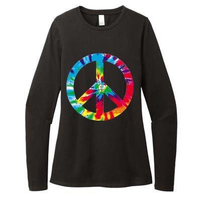 Tie Dye World Peace Sign Womens CVC Long Sleeve Shirt