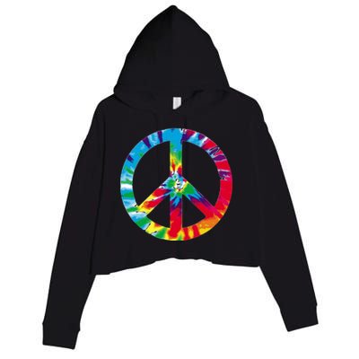 Tie Dye World Peace Sign Crop Fleece Hoodie