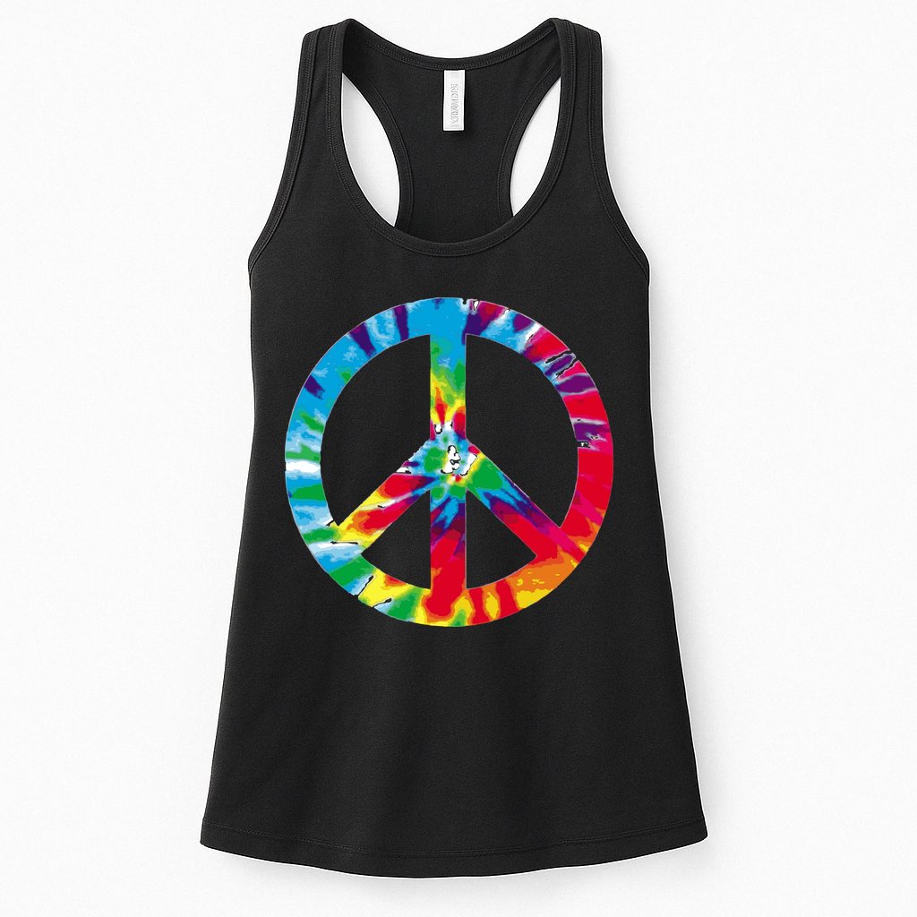 Tie Dye World Peace Sign Womens Tank Top