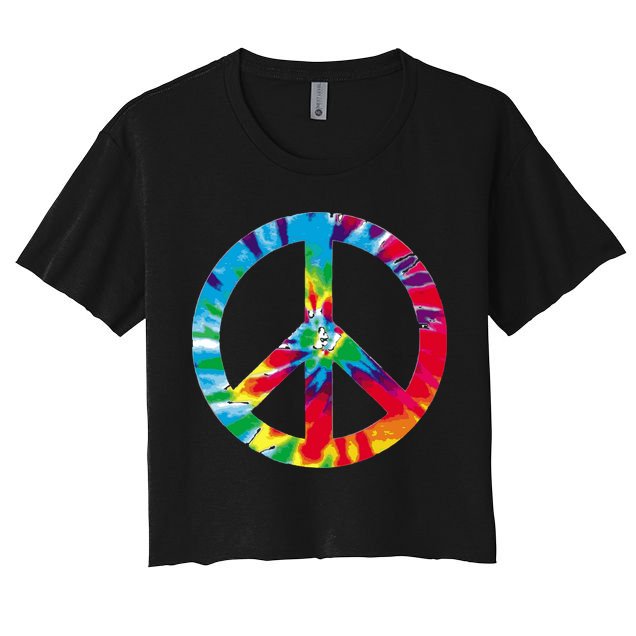 Tie Dye World Peace Sign Crop Top