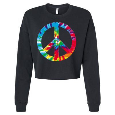 Tie Dye World Peace Sign Cropped Pullover Crew