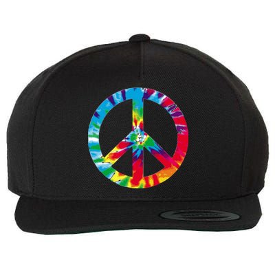 Tie Dye World Peace Sign Wool Snapback Cap