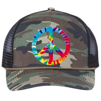 Tie Dye World Peace Sign Retro Rope Trucker Hat Cap