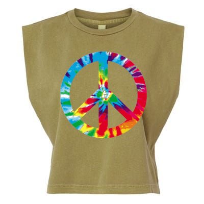 Tie Dye World Peace Sign Garment-Dyed Women's Muscle Tee