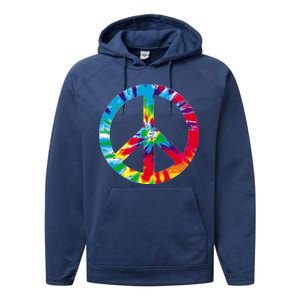 Tie Dye World Peace Sign Performance Fleece Hoodie