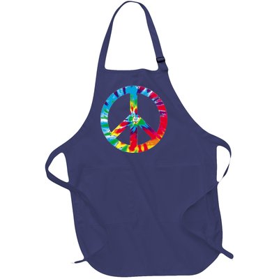 Tie Dye World Peace Sign Full-Length Apron With Pockets