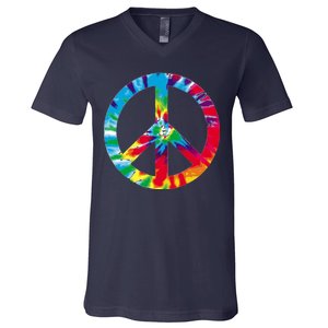 Tie Dye World Peace Sign V-Neck T-Shirt