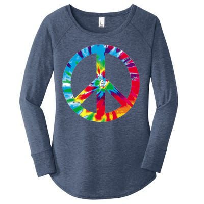 Tie Dye World Peace Sign Women's Perfect Tri Tunic Long Sleeve Shirt