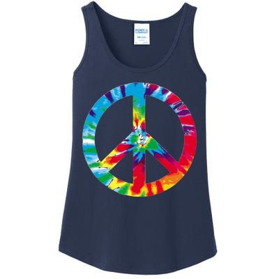 Tie Dye World Peace Sign Ladies Essential Tank