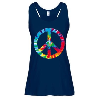 Tie Dye World Peace Sign Ladies Essential Flowy Tank