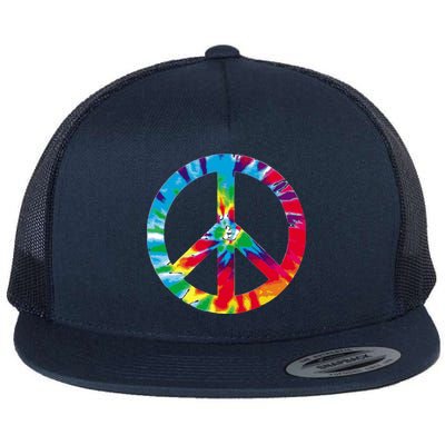 Tie Dye World Peace Sign Flat Bill Trucker Hat