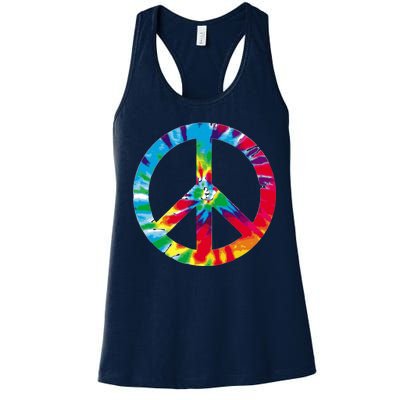 Tie Dye World Peace Sign Women's Racerback Tank