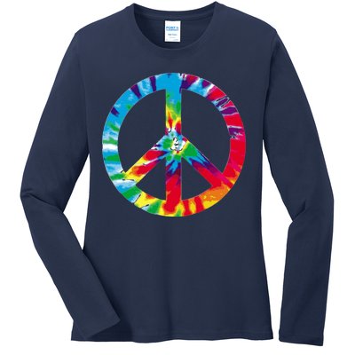 Tie Dye World Peace Sign Ladies Long Sleeve Shirt