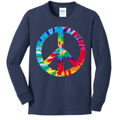 Tie Dye World Peace Sign Kids Long Sleeve Shirt