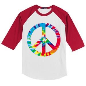 Tie Dye World Peace Sign Kids Colorblock Raglan Jersey