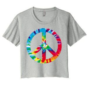 Tie Dye World Peace Sign Women's Crop Top Tee