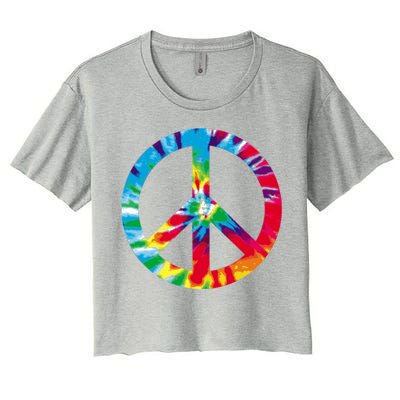 Tie Dye World Peace Sign Women's Crop Top Tee