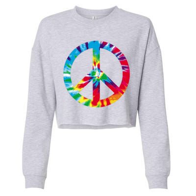 Tie Dye World Peace Sign Cropped Pullover Crew