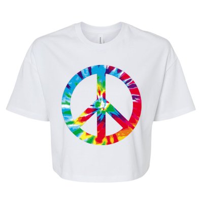 Tie Dye World Peace Sign Bella+Canvas Jersey Crop Tee