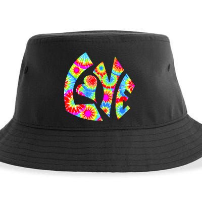 Tie Dyed Love Sign Logo Sustainable Bucket Hat