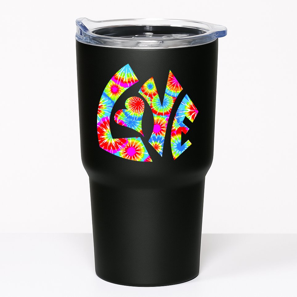 Tie Dyed Love Sign Logo Tumbler