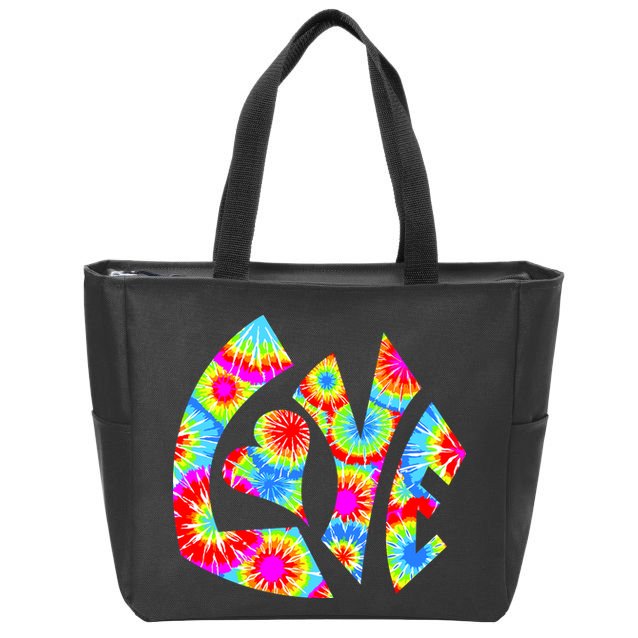 Tie Dyed Love Sign Logo Zip Tote Bag