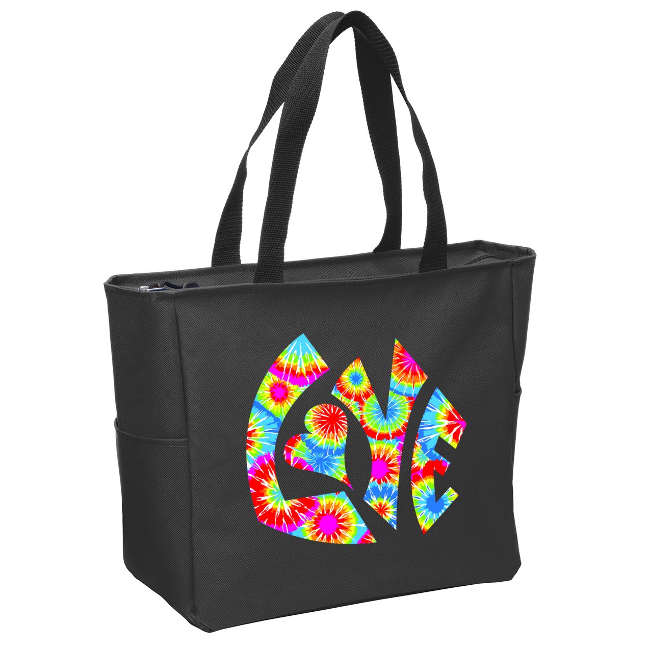 Tie Dyed Love Sign Logo Zip Tote Bag