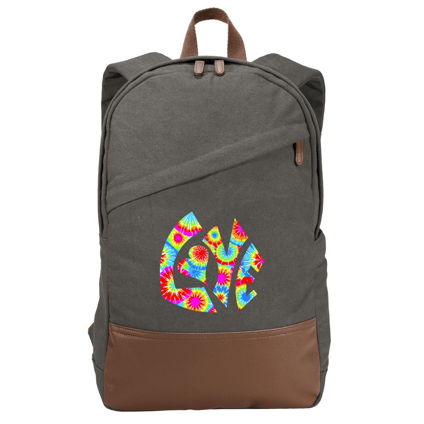 Tie Dyed Love Sign Logo Cotton Canvas Backpack