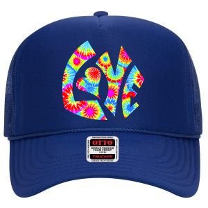 Tie Dyed Love Sign Logo High Crown Mesh Back Trucker Hat