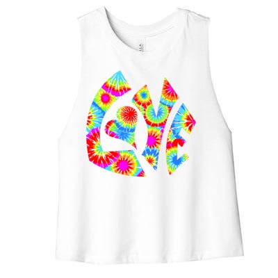 Tie Dyed Love Sign Logo Women's Racerback Cropped Tank